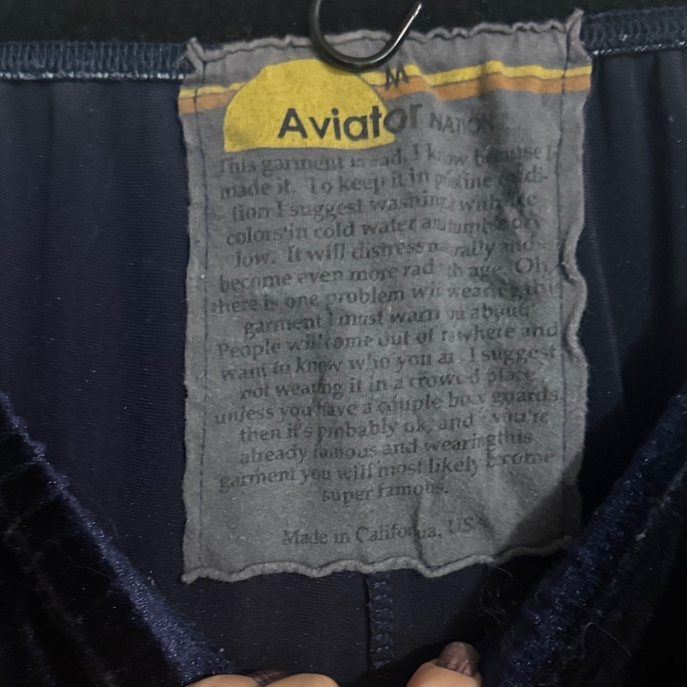 Aviator Nation blue Joggers with Red and Yellow Stripes - Picture 3 of 4